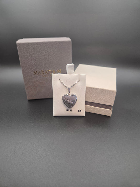 Marathon Hand Engraved Heart Locket