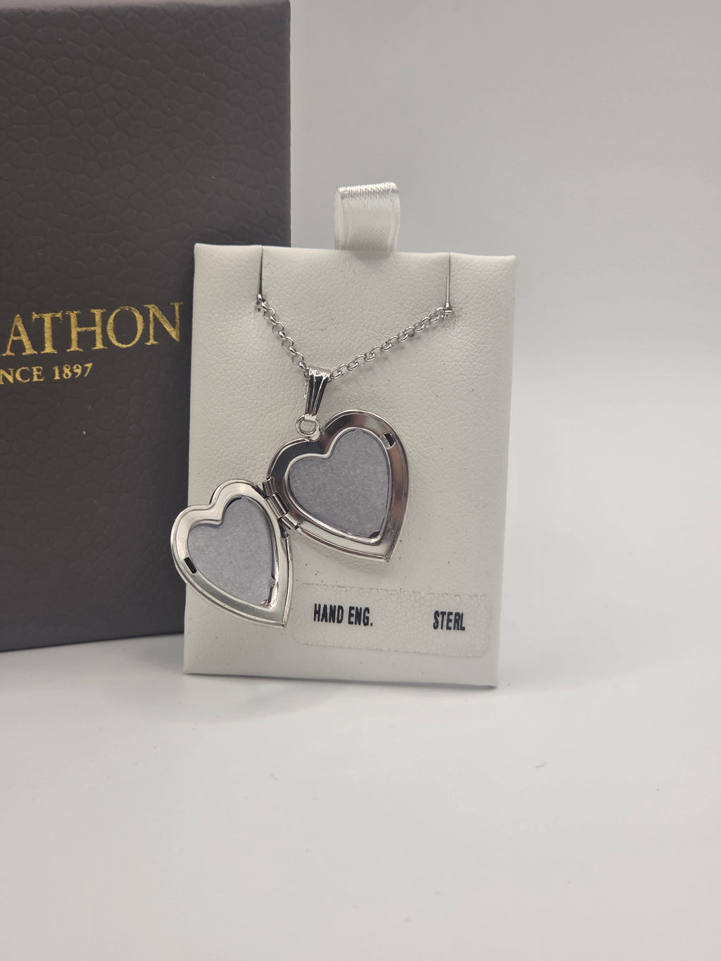 Marathon Hand Engraved Sterling Heart Locket