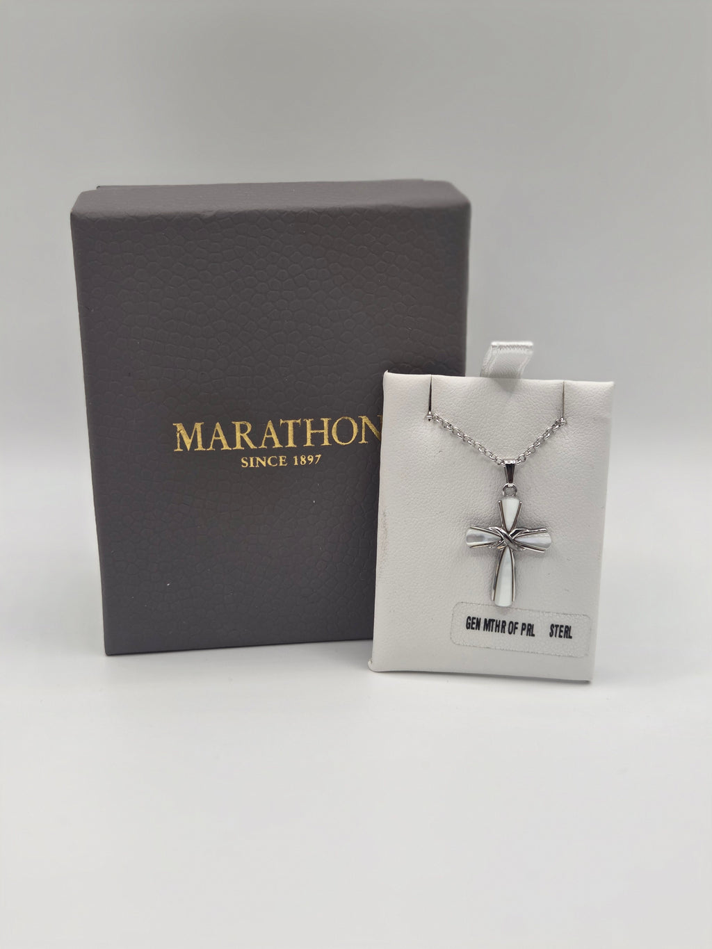 Marathon Mother of Pearl Sterling Cross