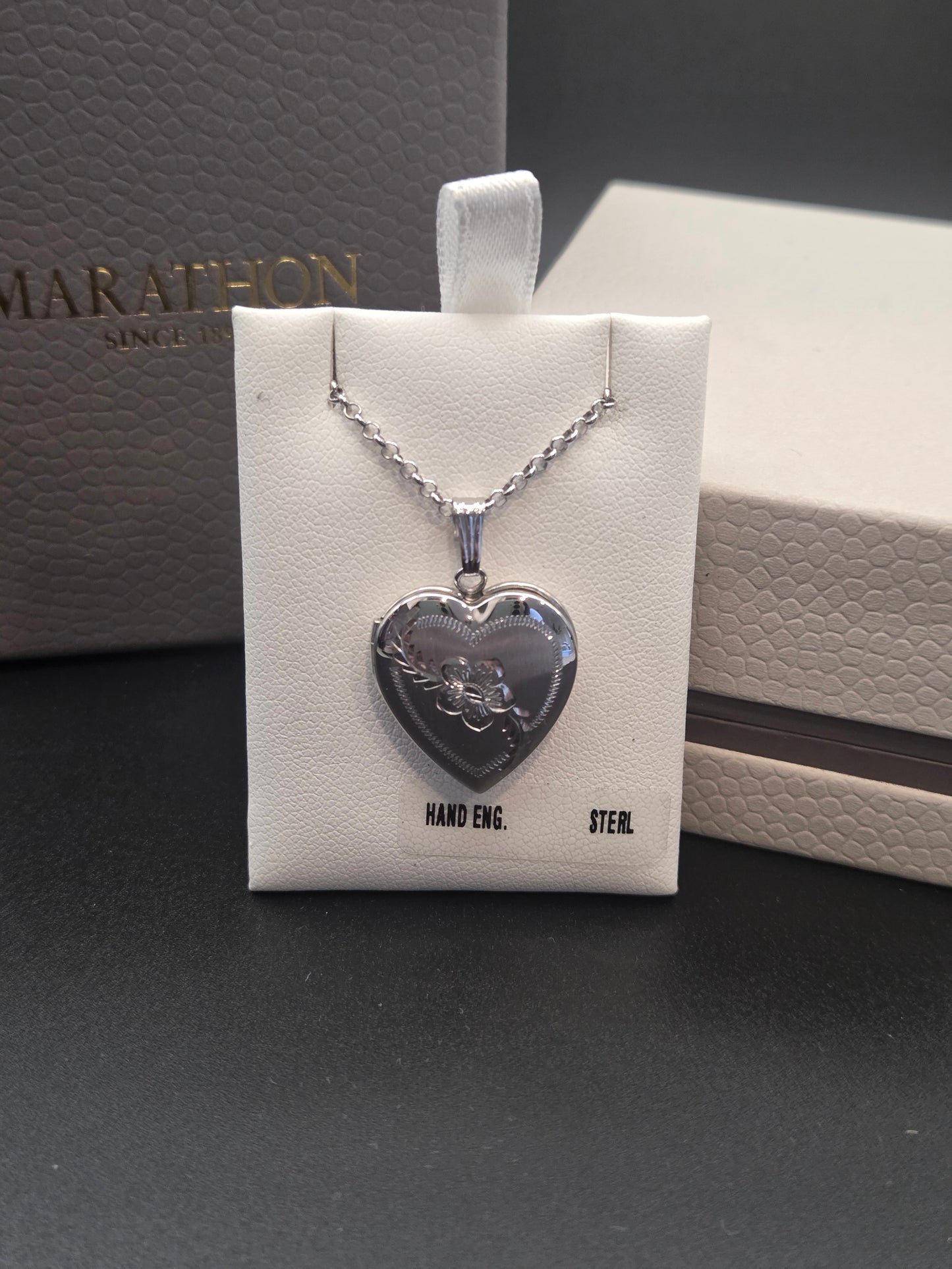 Marathon Hand Engraved Heart Locket