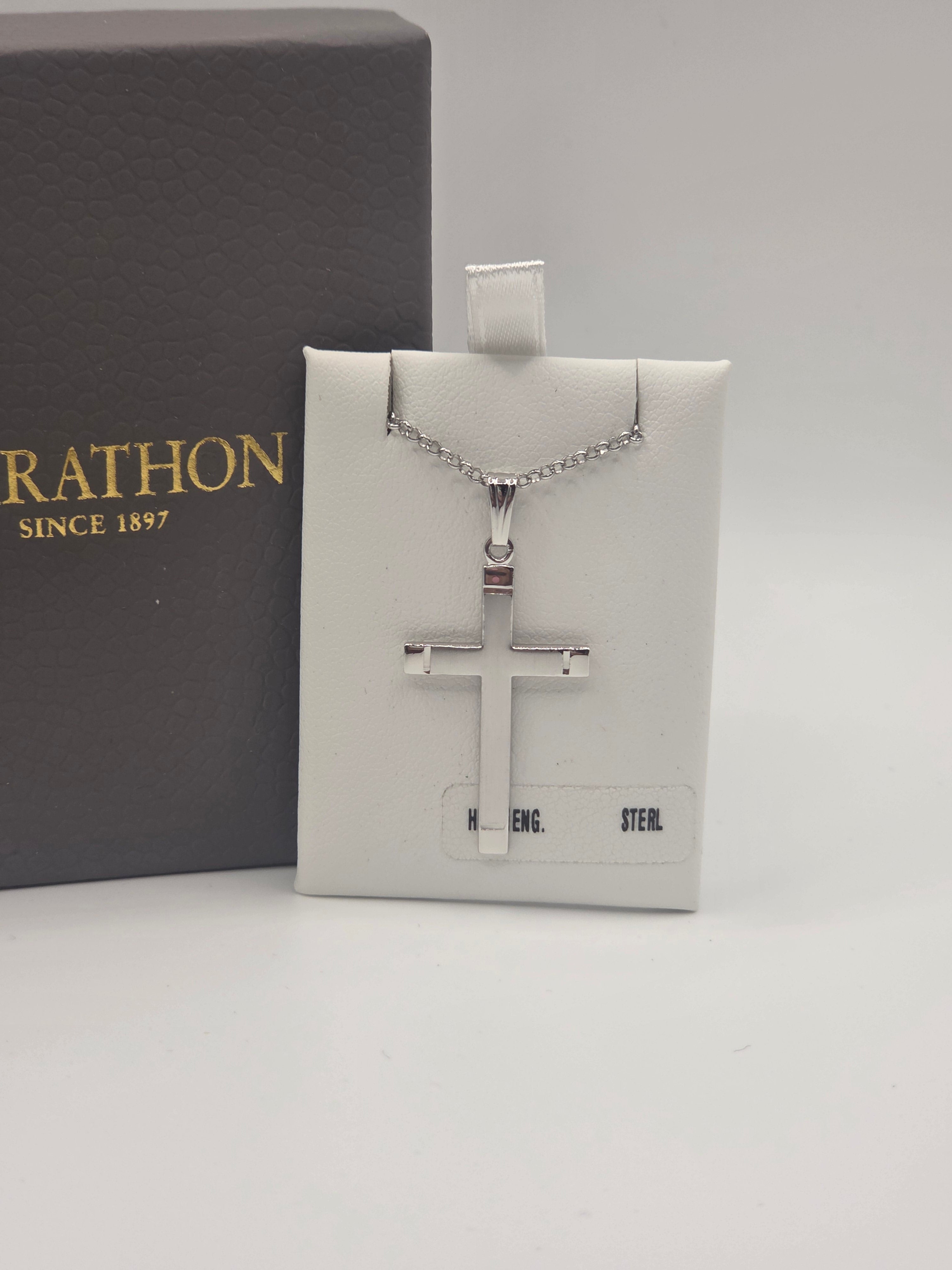 Marathon Hand Engraved Sterling Cross