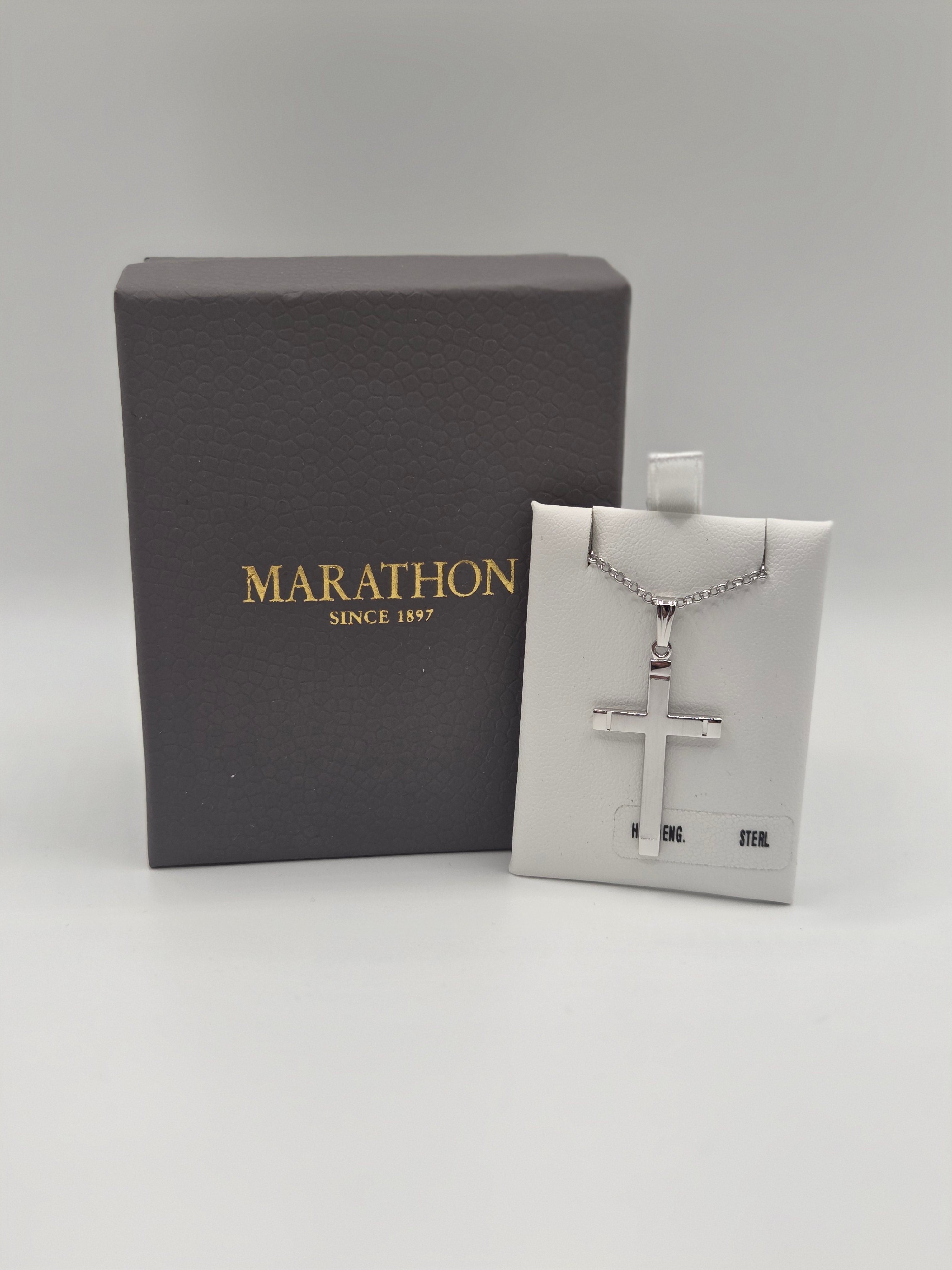 Marathon Hand Engraved Sterling Cross