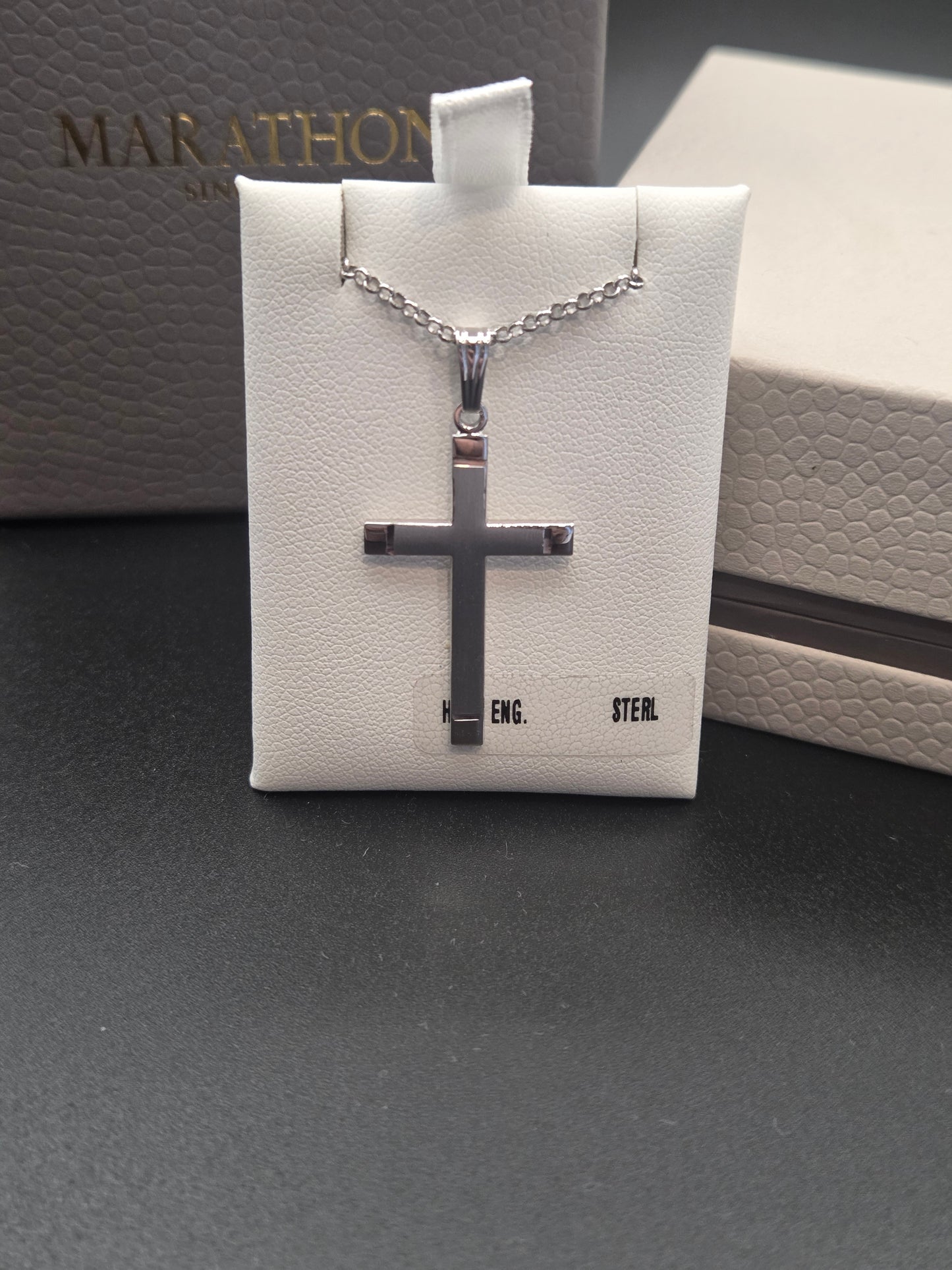 Marathon Hand Engraved Cross Necklace