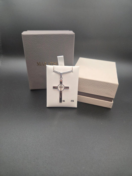Marathon Hand Engraved Cross Necklace