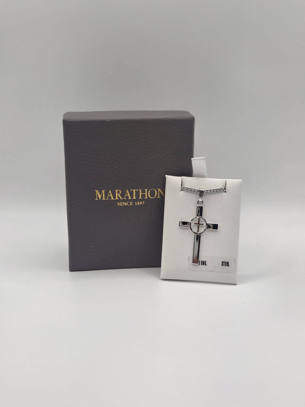 Marathon Hand Engraved Sterling Cross